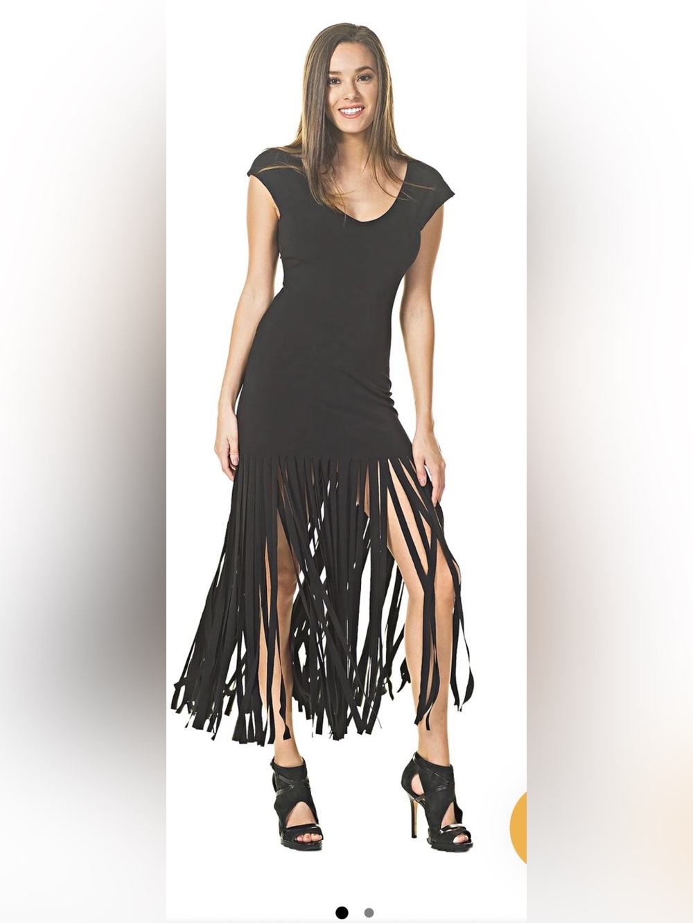 eva varro Black Fringe Maxi Dress